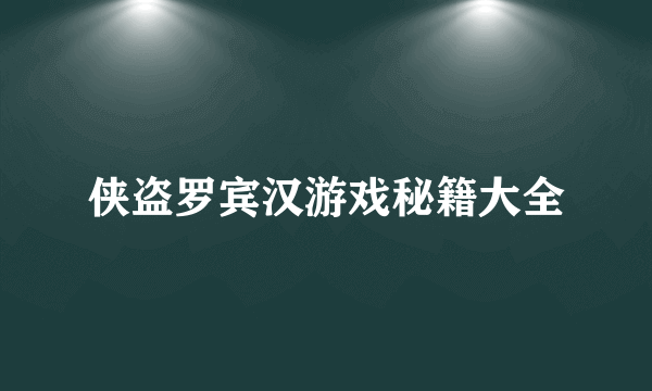 侠盗罗宾汉游戏秘籍大全