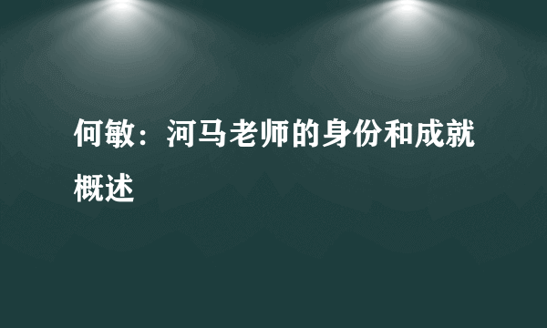 何敏：河马老师的身份和成就概述