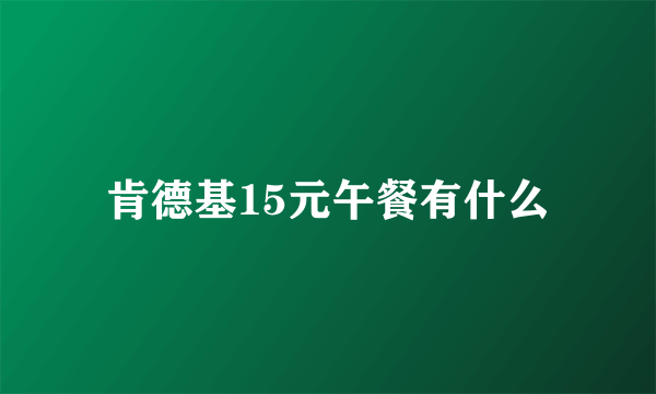 肯德基15元午餐有什么