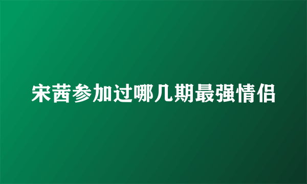 宋茜参加过哪几期最强情侣