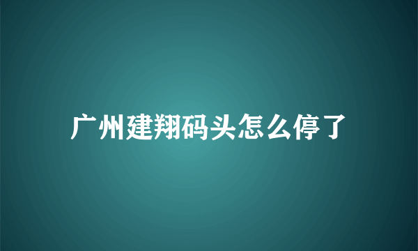 广州建翔码头怎么停了