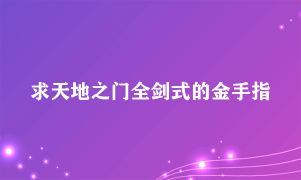 求天地之门全剑式的金手指