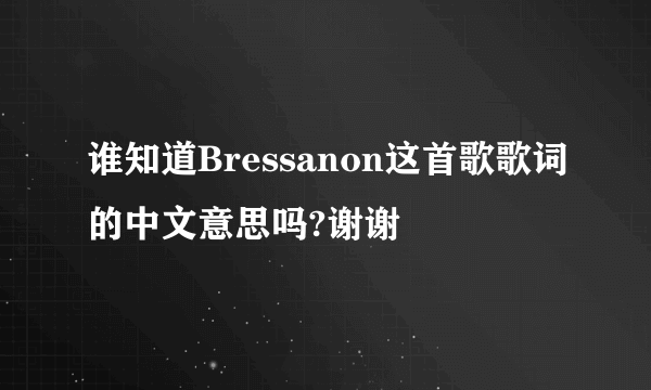 谁知道Bressanon这首歌歌词的中文意思吗?谢谢