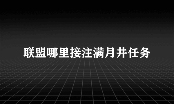 联盟哪里接注满月井任务