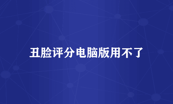 丑脸评分电脑版用不了