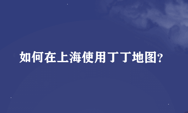 如何在上海使用丁丁地图？
