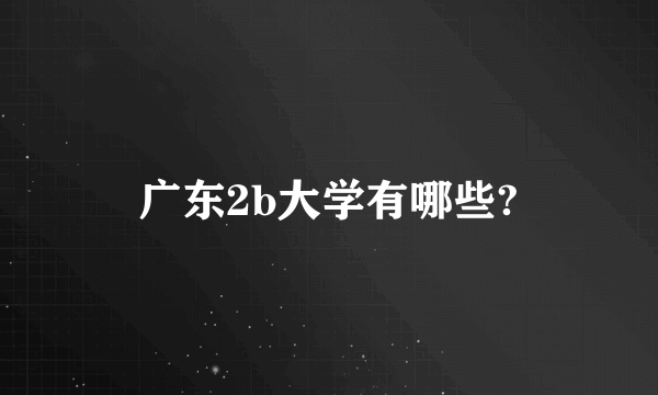 广东2b大学有哪些?