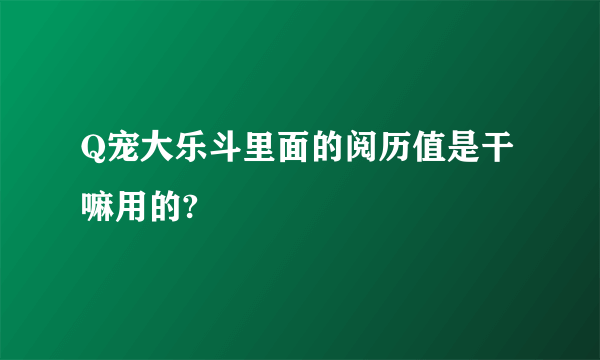 Q宠大乐斗里面的阅历值是干嘛用的?