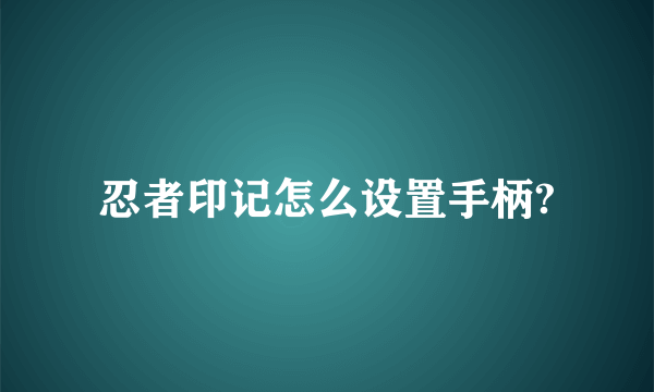 忍者印记怎么设置手柄?