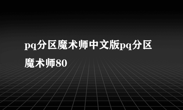 pq分区魔术师中文版pq分区魔术师80