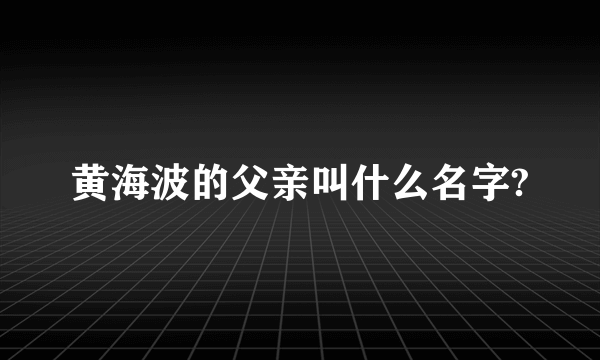 黄海波的父亲叫什么名字?