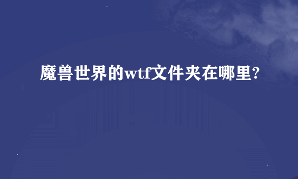 魔兽世界的wtf文件夹在哪里?