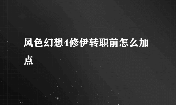 风色幻想4修伊转职前怎么加点
