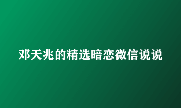 邓天兆的精选暗恋微信说说