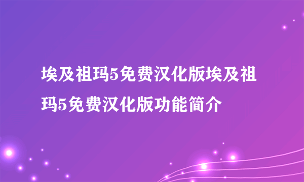 埃及祖玛5免费汉化版埃及祖玛5免费汉化版功能简介