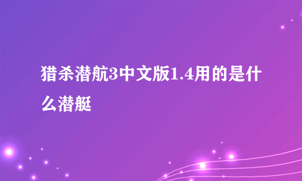 猎杀潜航3中文版1.4用的是什么潜艇