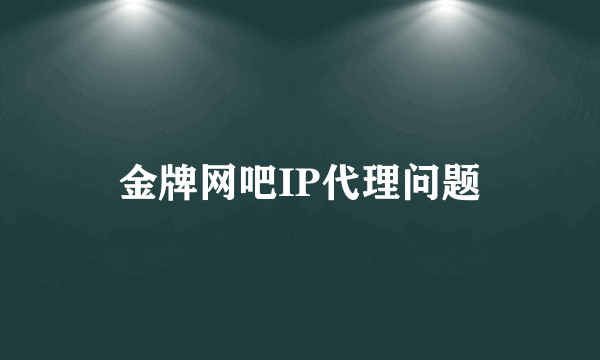 金牌网吧IP代理问题