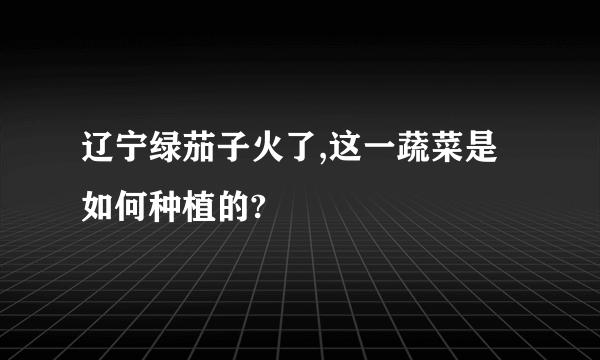 辽宁绿茄子火了,这一蔬菜是如何种植的?