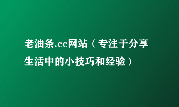 老油条.cc网站（专注于分享生活中的小技巧和经验）
