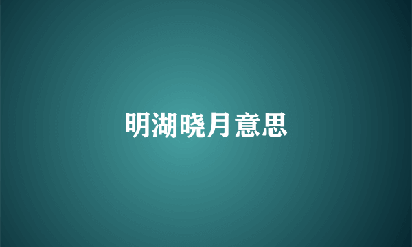 明湖晓月意思