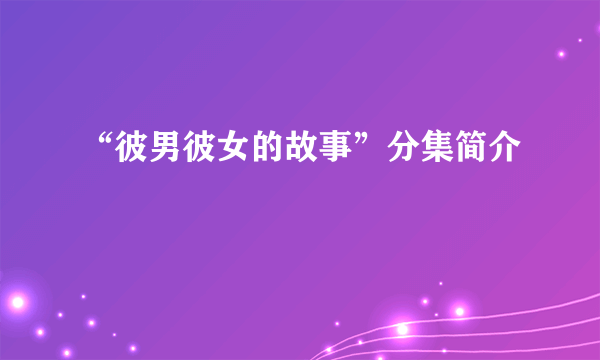 “彼男彼女的故事”分集简介
