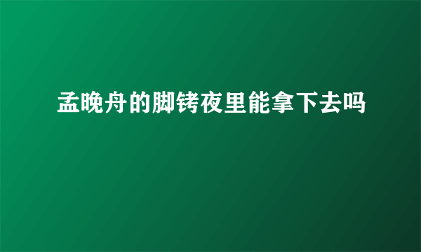 孟晚舟的脚铐夜里能拿下去吗