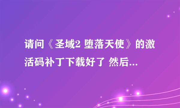 请问《圣域2 堕落天使》的激活码补丁下载好了 然后怎么弄啊