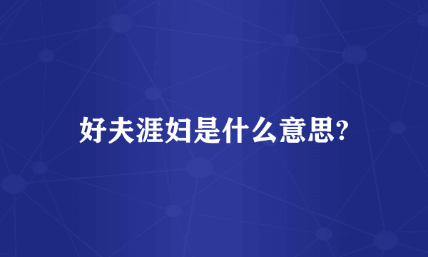 好夫涯妇是什么意思?