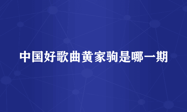 中国好歌曲黄家驹是哪一期