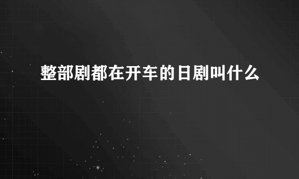 整部剧都在开车的日剧叫什么
