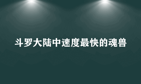 斗罗大陆中速度最快的魂兽