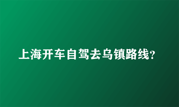 上海开车自驾去乌镇路线？