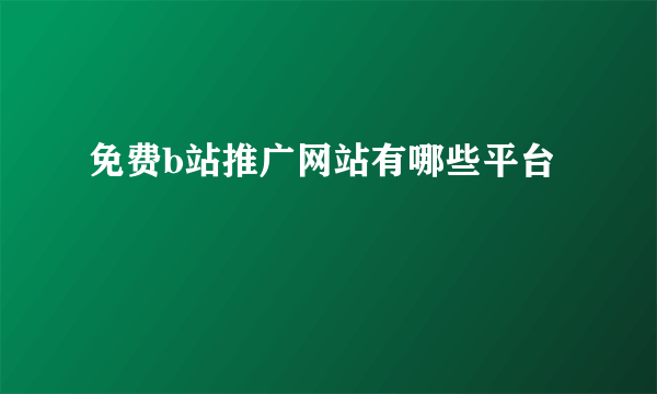 免费b站推广网站有哪些平台