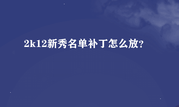 2k12新秀名单补丁怎么放？