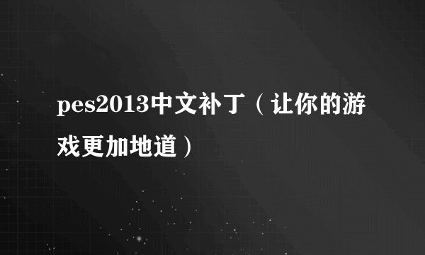 pes2013中文补丁（让你的游戏更加地道）