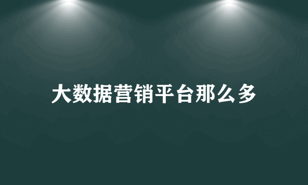大数据营销平台那么多