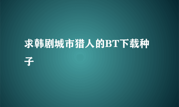 求韩剧城市猎人的BT下载种子