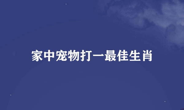 家中宠物打一最佳生肖