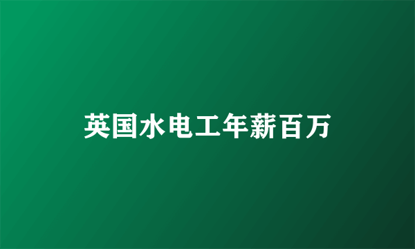 英国水电工年薪百万