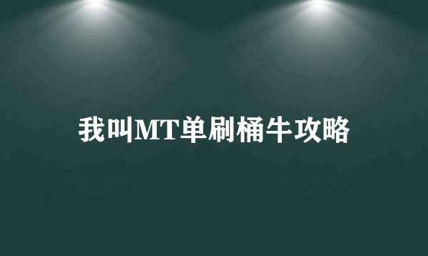 我叫MT单刷桶牛攻略