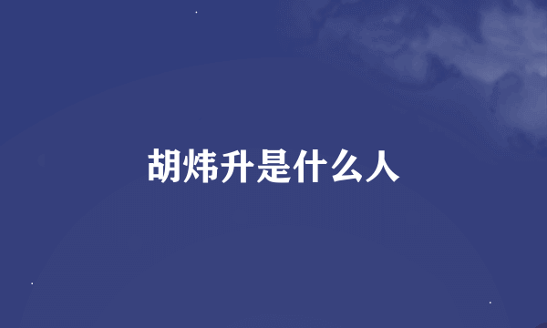 胡炜升是什么人