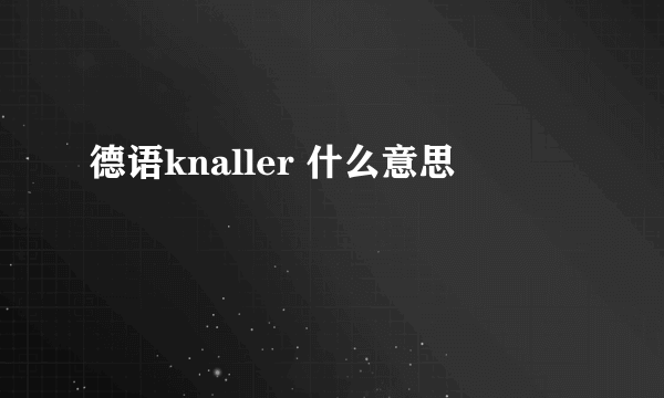 德语knaller 什么意思