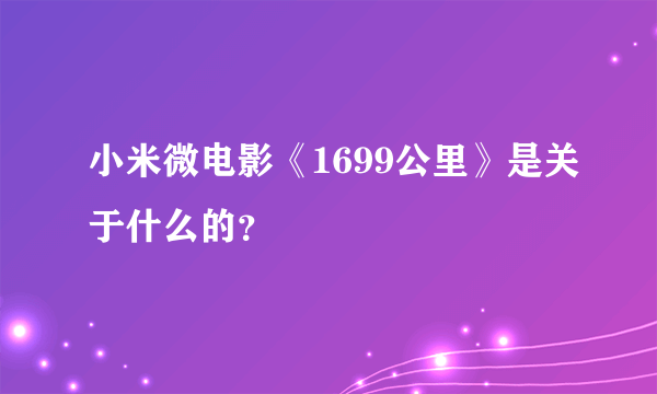 小米微电影《1699公里》是关于什么的？