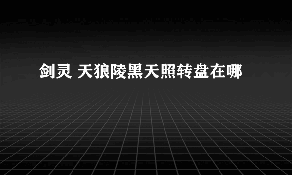 剑灵 天狼陵黑天照转盘在哪