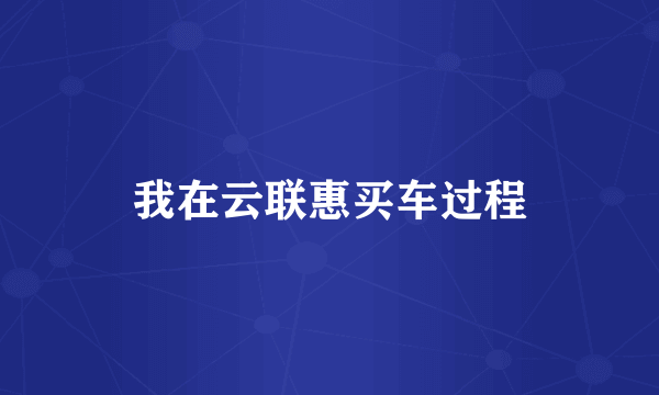 我在云联惠买车过程