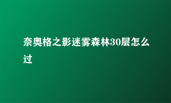 奈奥格之影迷雾森林30层怎么过
