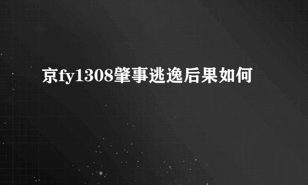 京fy1308肇事逃逸后果如何
