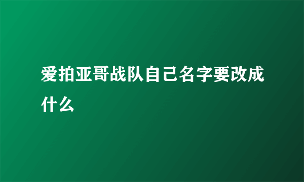 爱拍亚哥战队自己名字要改成什么