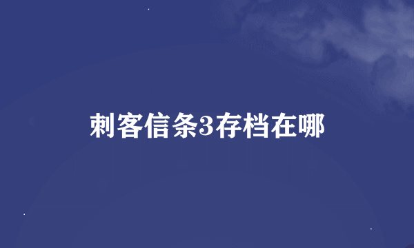 刺客信条3存档在哪