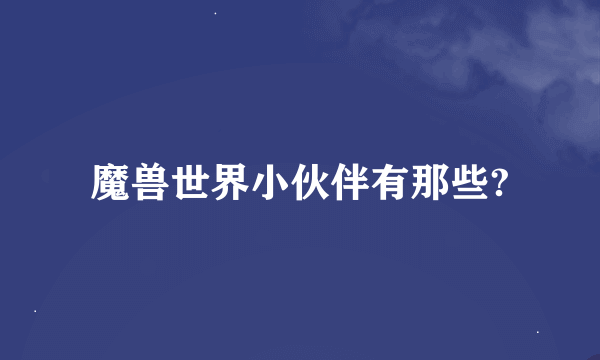 魔兽世界小伙伴有那些?